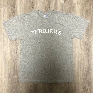 Vintage Boston Terrier Spell Out T Shirt Heather Gray Tee Size Medium Dogs Y2K